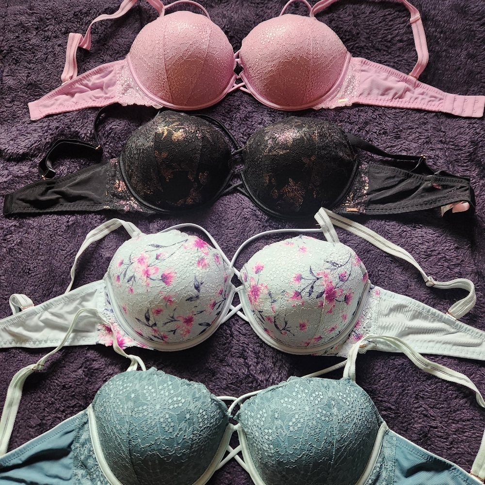 4 (four) Gorgeous PINK push-up bras multiple colors
